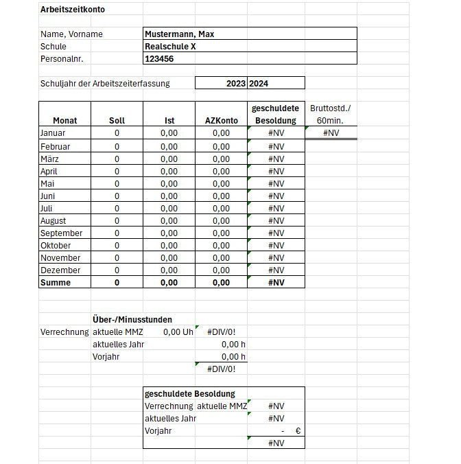 Schulalltag - elektronische Arbeitszeiterfassung für Lehrkräfte