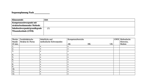 Schule: Sequenzplanung_Vorlage